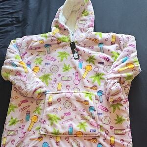 Cozy Pink Graphic Hoodie Blanket